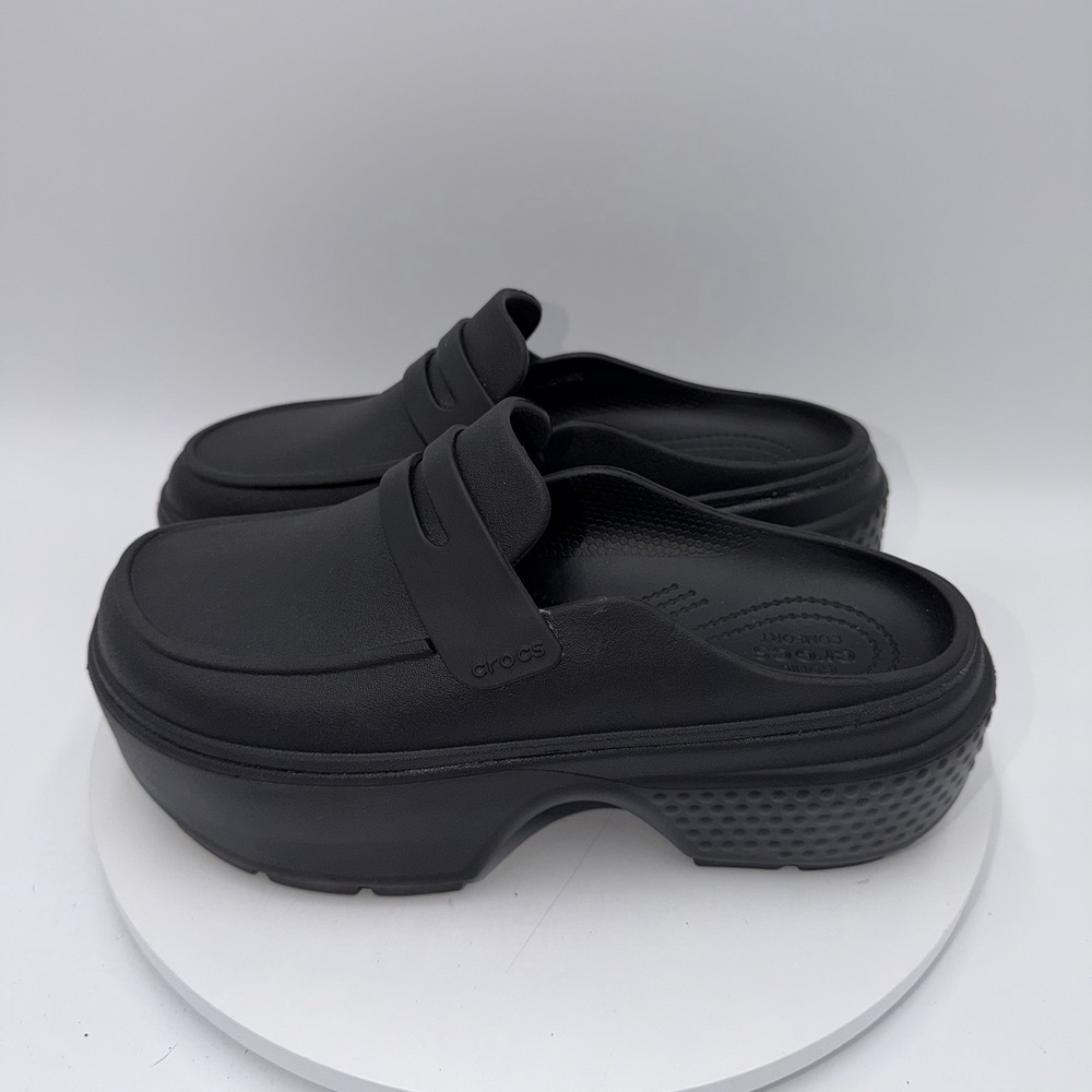 CROCS Matte Black Platform Clog Mule